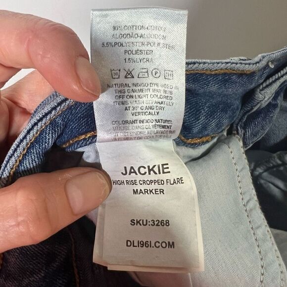 DL1961 Jackie High Rise Cropped Flare Jeans Raw Hem Sz 29 - Picture 12 of 12